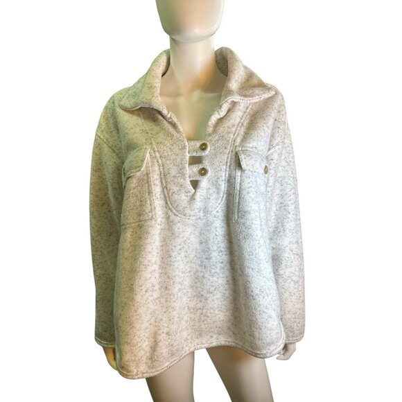 Chelsea Deboer White Fleece Sweatshirt Free People White/Black Size XS/S EUC - Picture 1 of 7